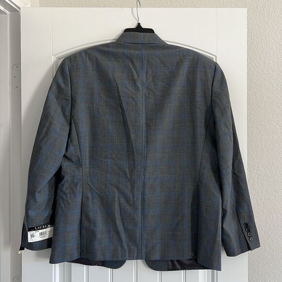 Lauren Ralph Lauren Gray Blue Plaid Classic-Fit Blazer, UltraFlex, NWT, Size 44S - Picture 5 of 8